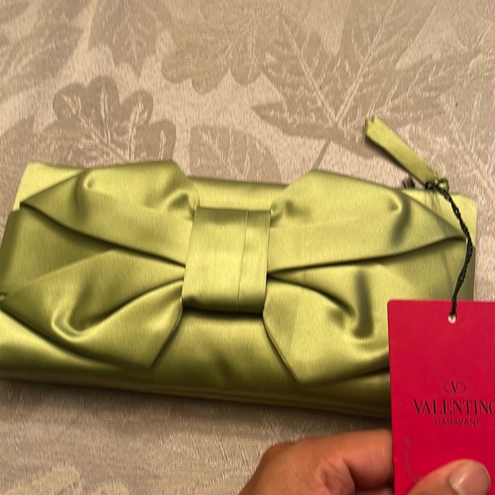 Valentino Garavani Green Satin Clutch